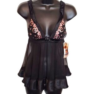 NWT Shirely of Hollywood Babydoll Teddy and Thong Set